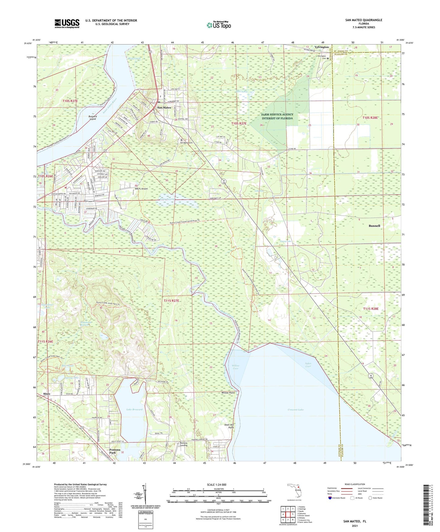 San Mateo Florida US Topo Map Image