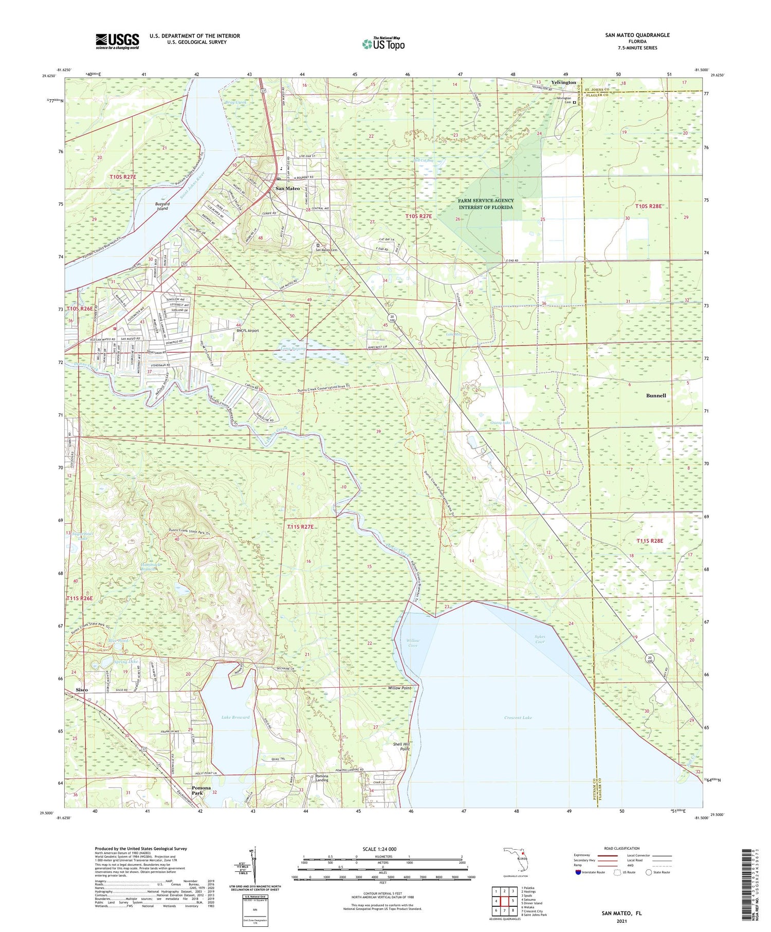 San Mateo Florida US Topo Map Image