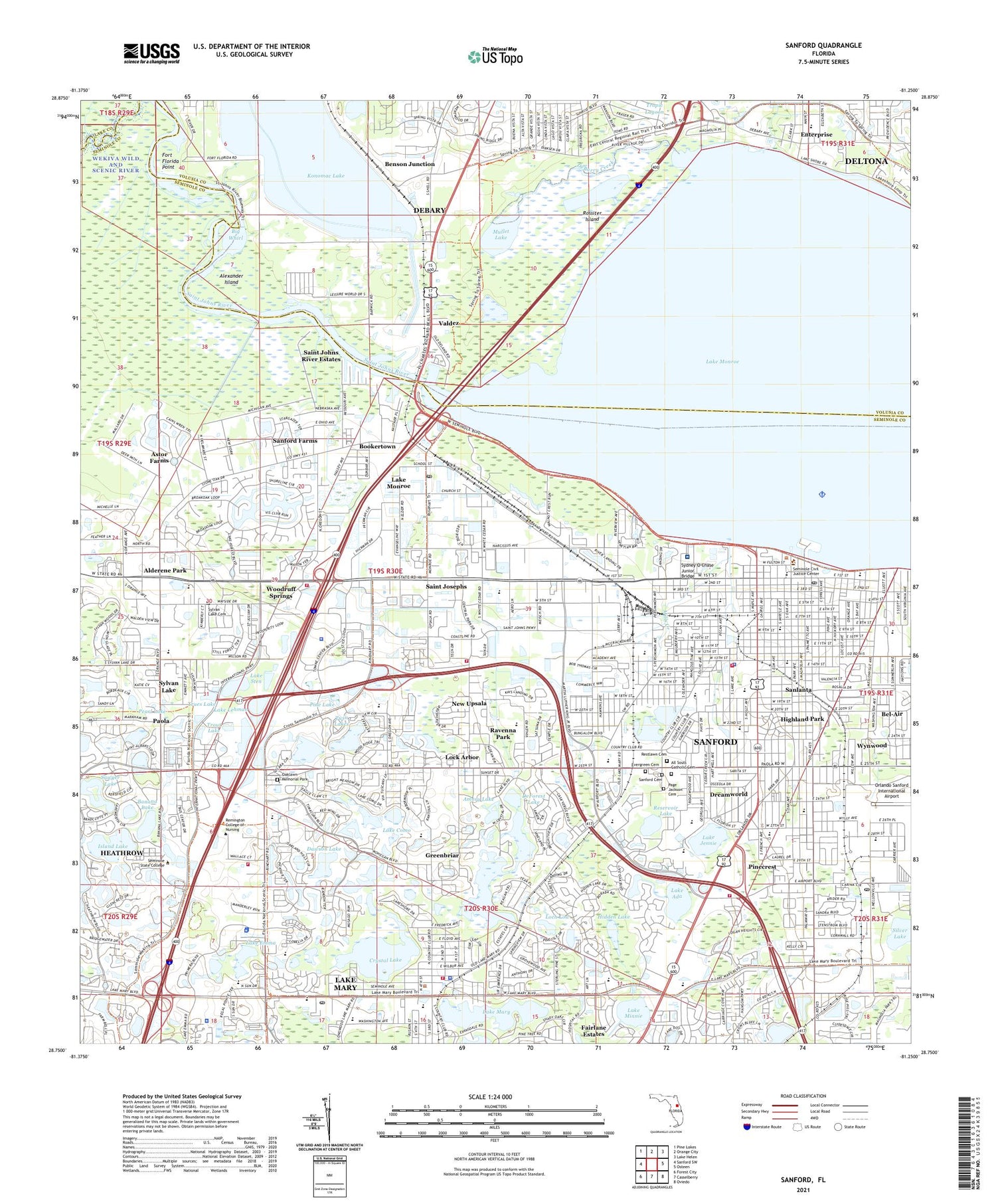 Sanford Florida US Topo Map Image