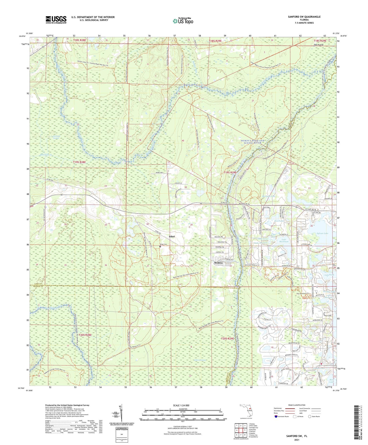 Sanford SW Florida US Topo Map Image