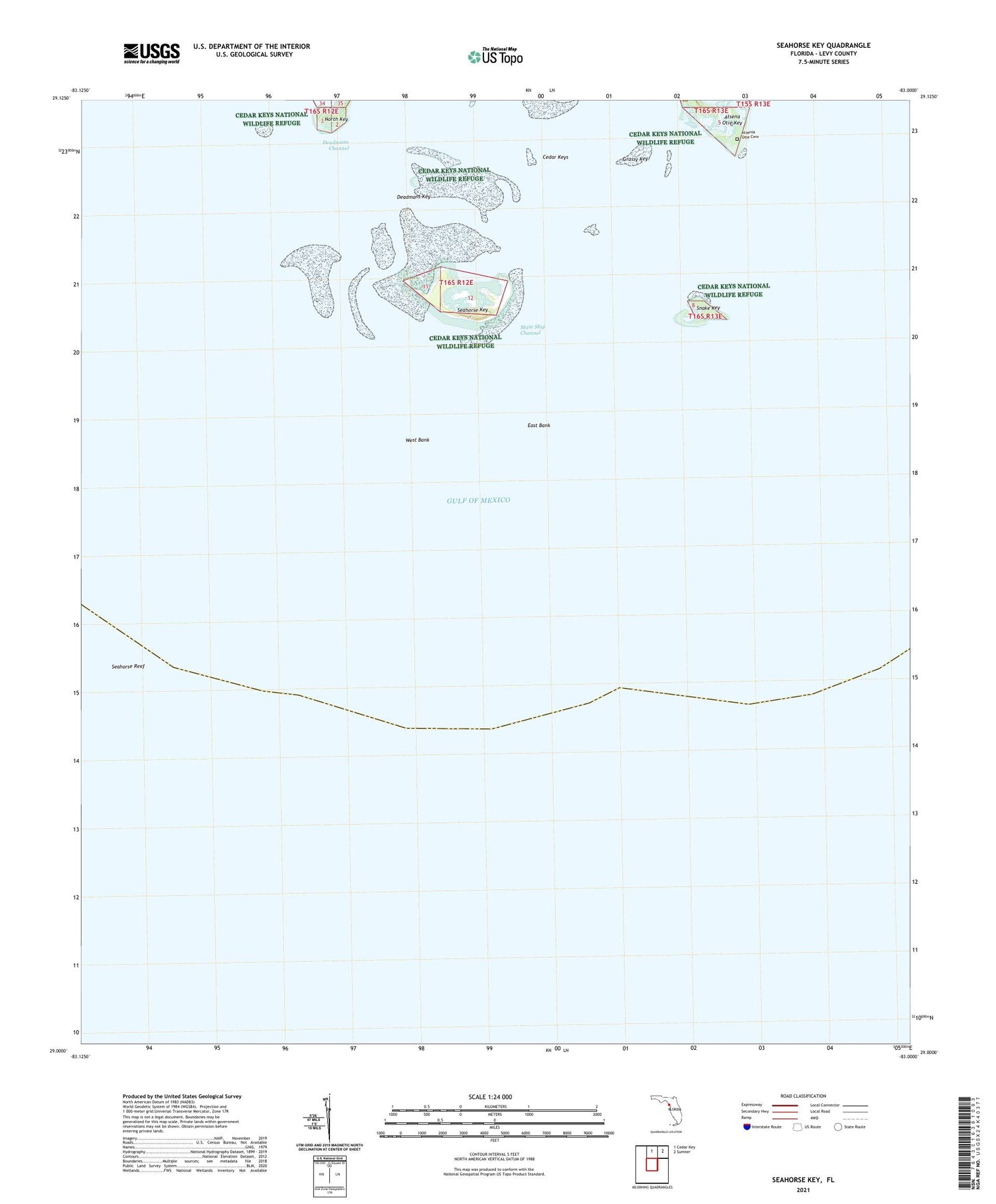 Seahorse Key Florida US Topo Map Image