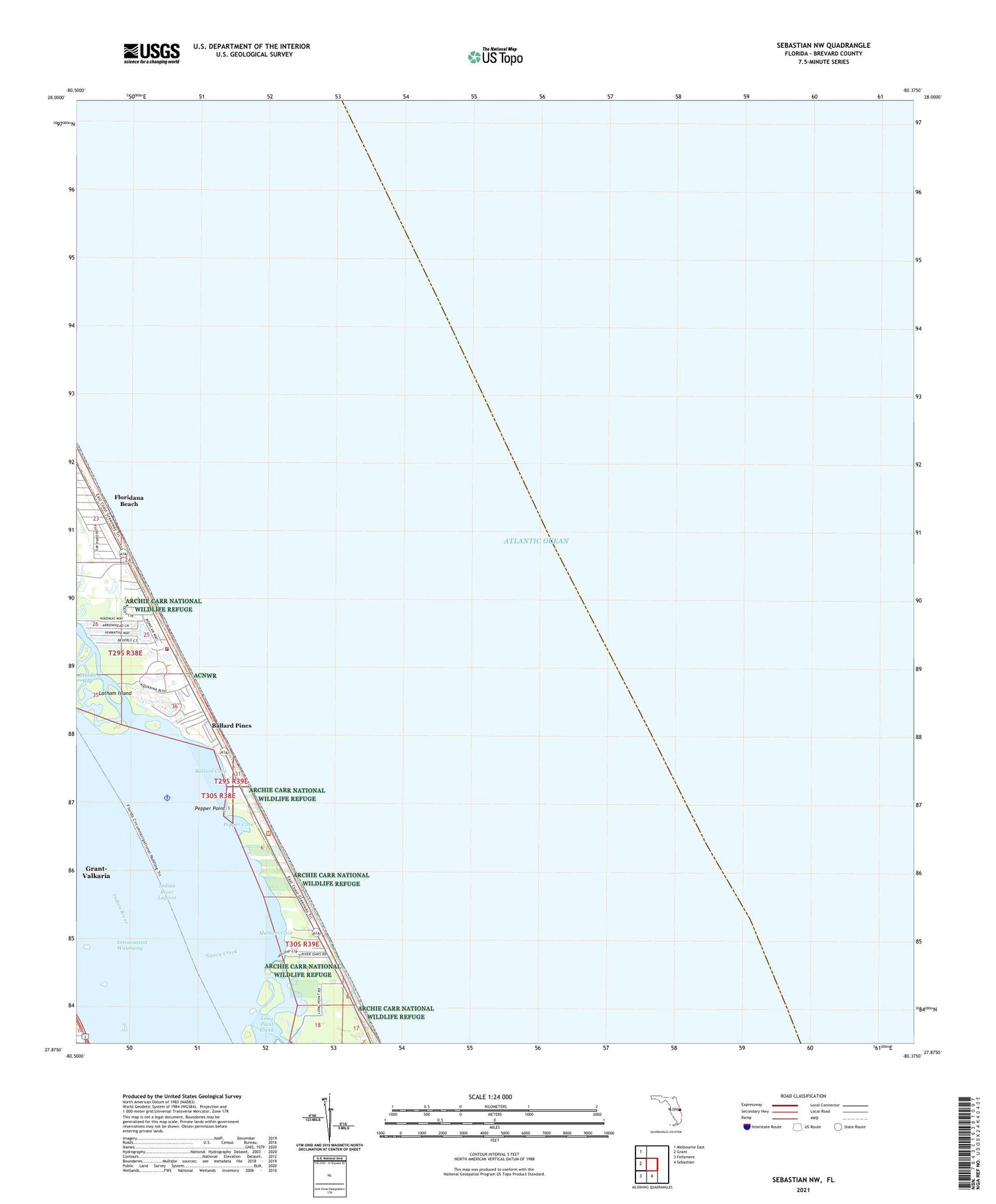 Sebastian NW Florida US Topo Map Image