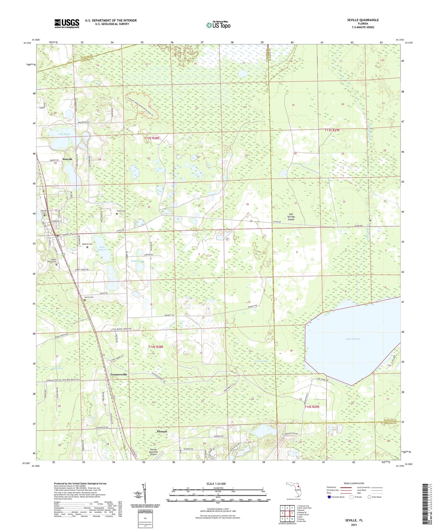 Seville Florida US Topo Map Image