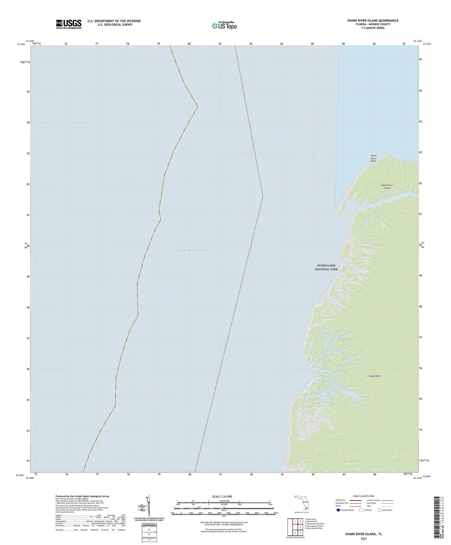 Shark River Island Florida US Topo Map Image