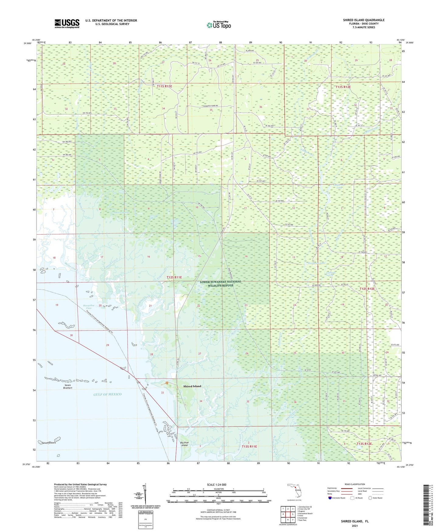 Shired Island Florida US Topo Map Image