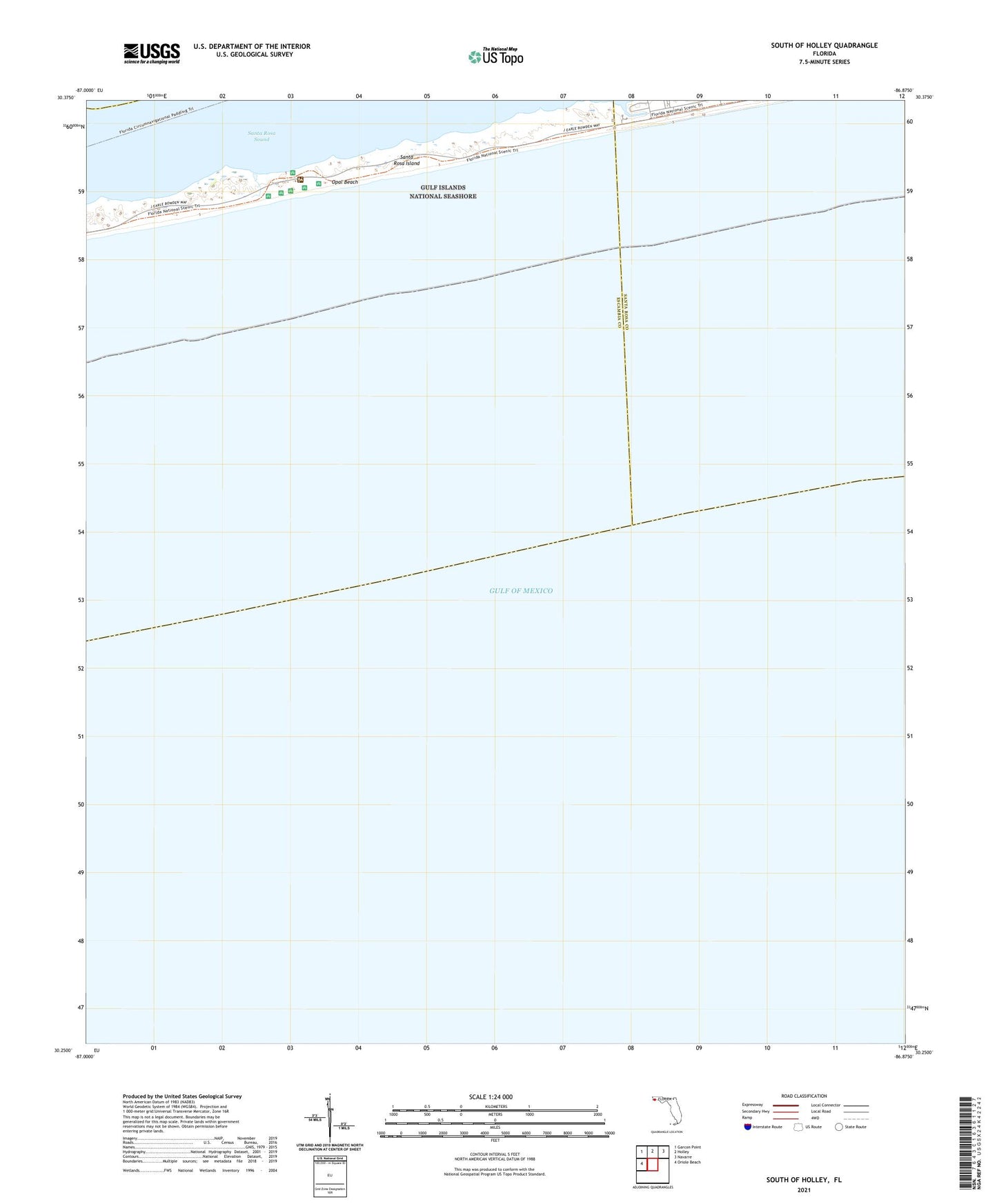 South of Holley Florida US Topo Map Image