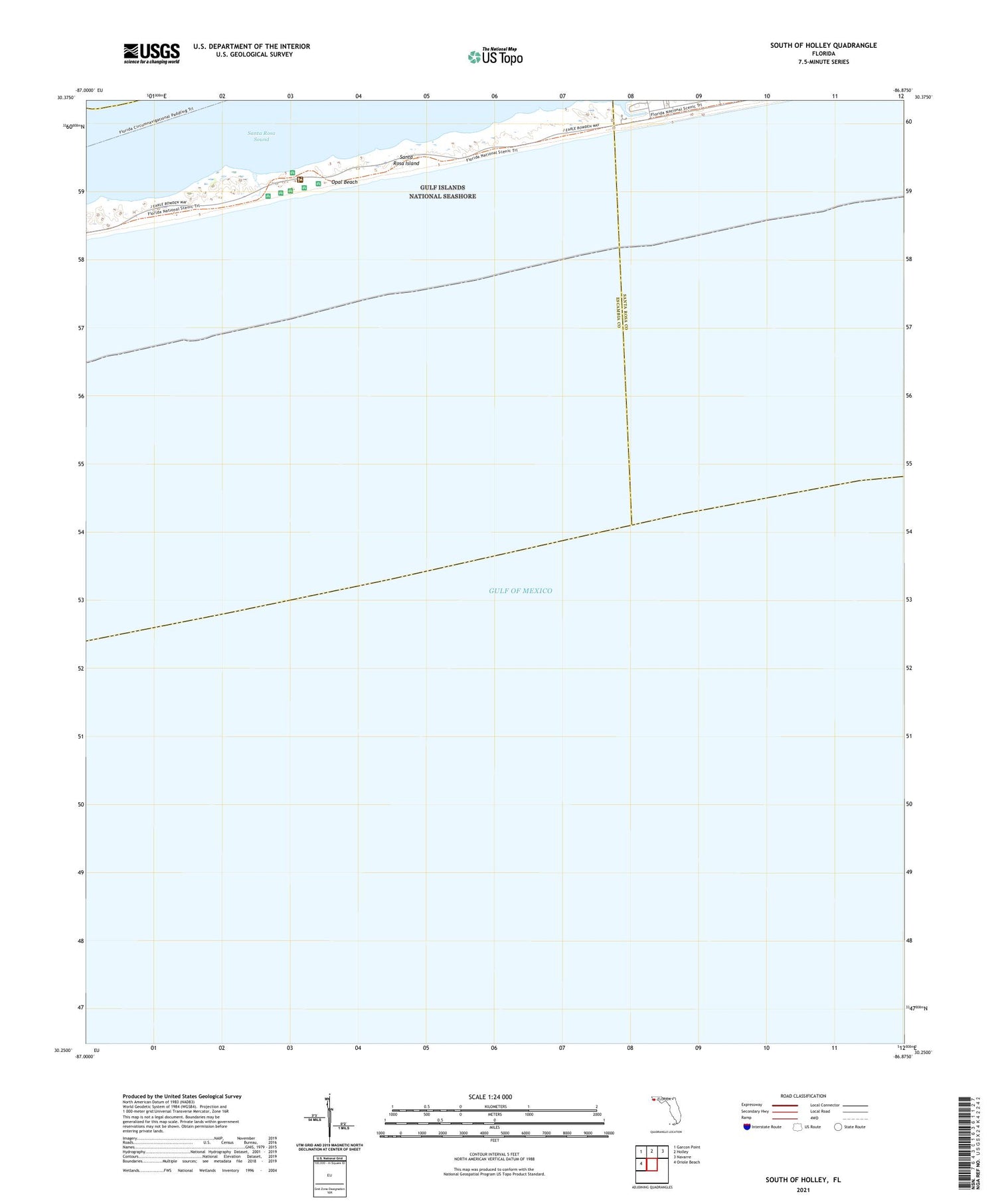 South of Holley Florida US Topo Map Image
