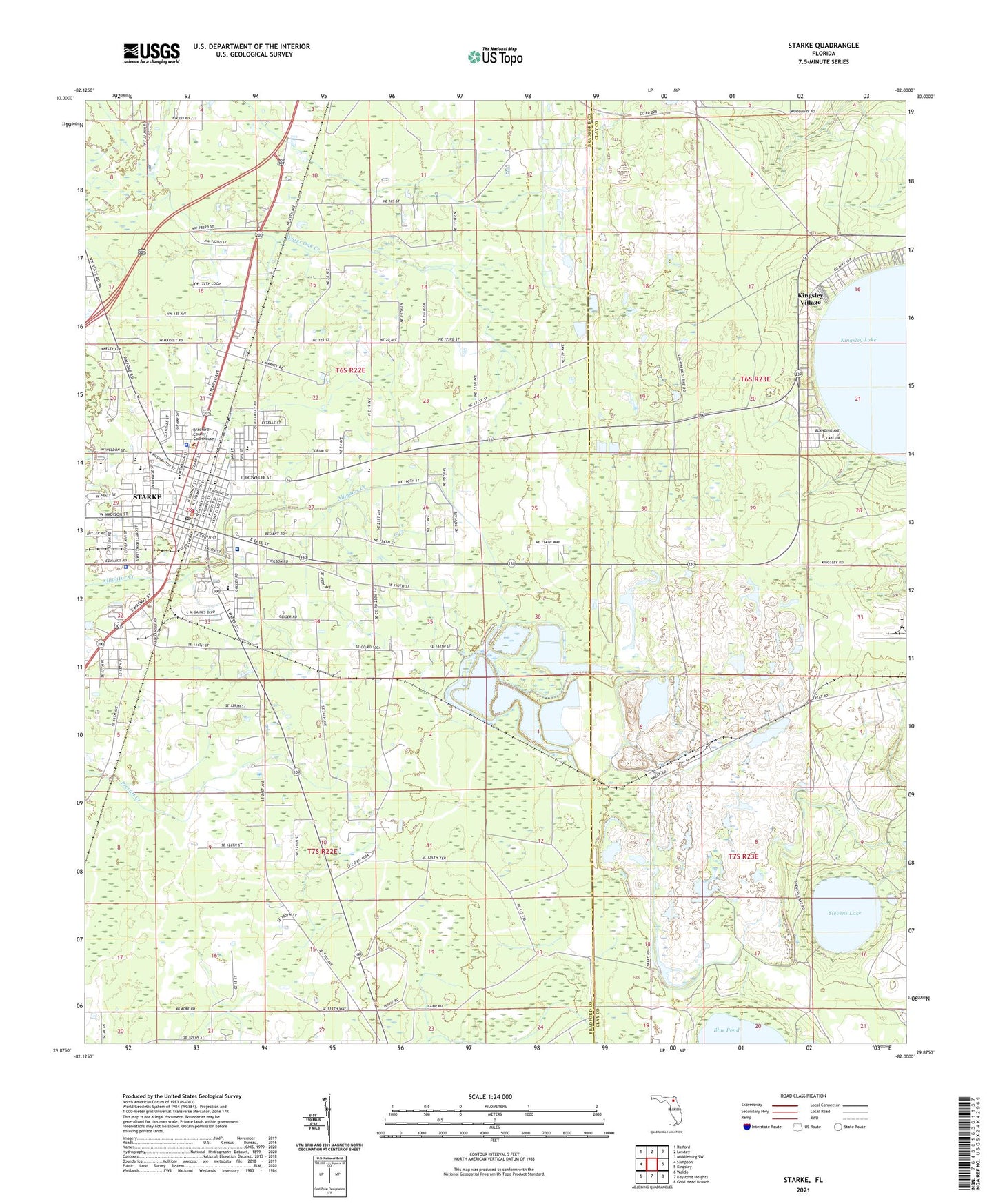 Starke Florida US Topo Map Image