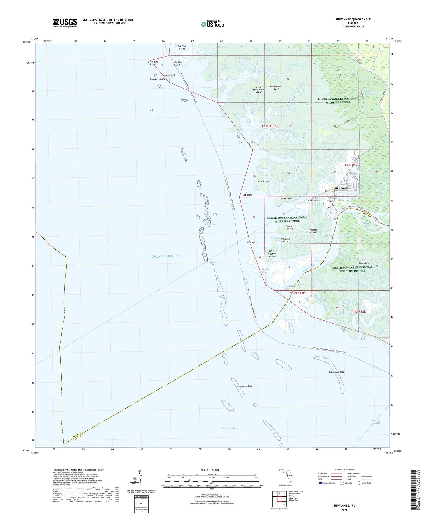 Suwannee Florida US Topo Map Image