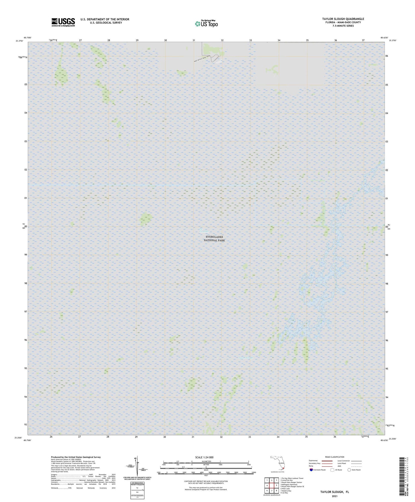 Taylor Slough Florida US Topo Map Image