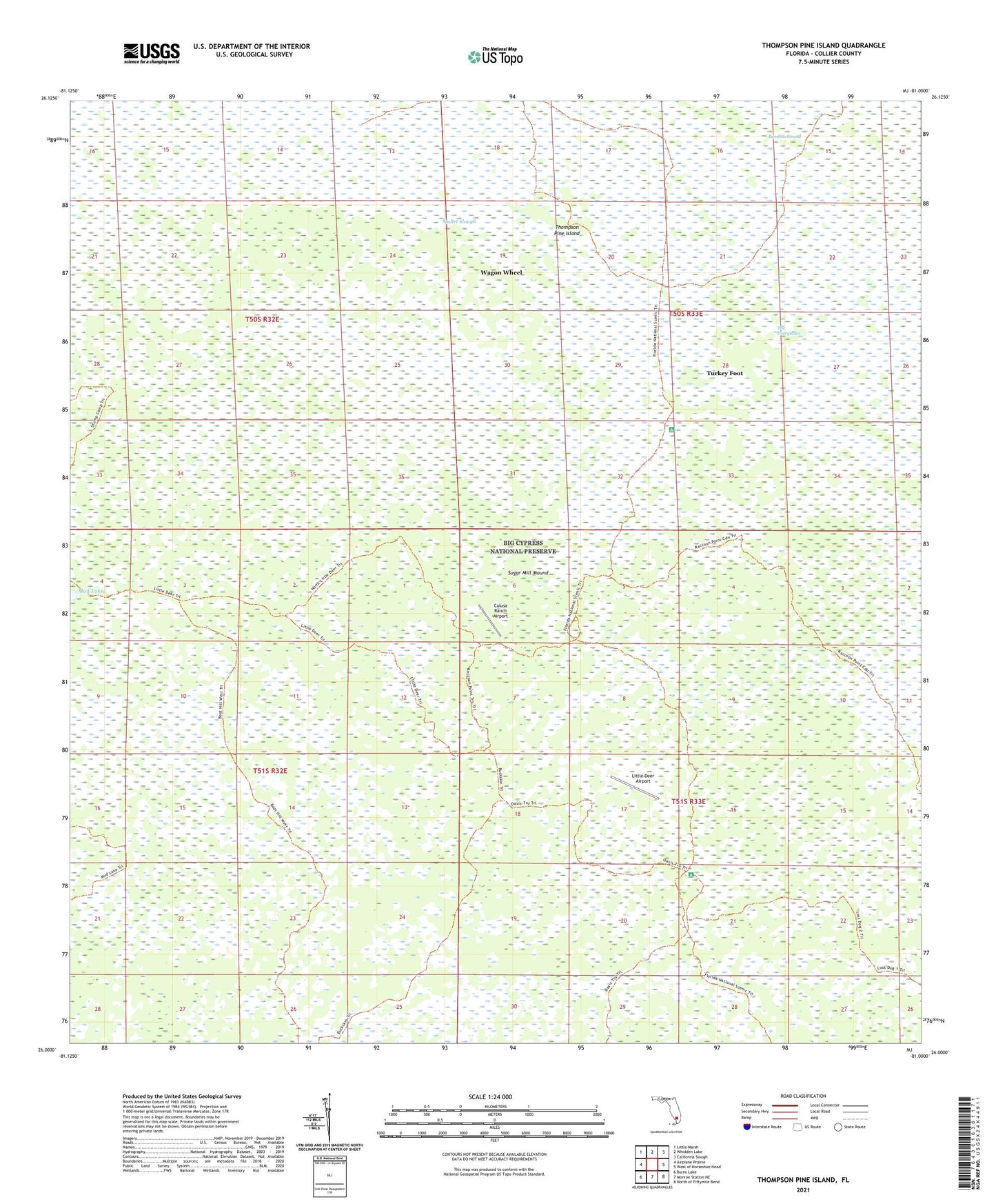 Thompson Pine Island Florida US Topo Map Image