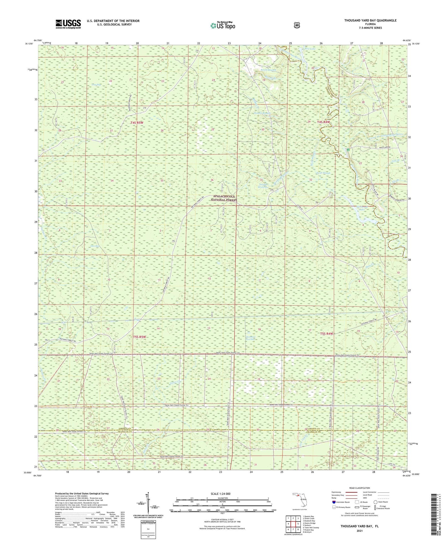 Thousand Yard Bay Florida US Topo Map Image
