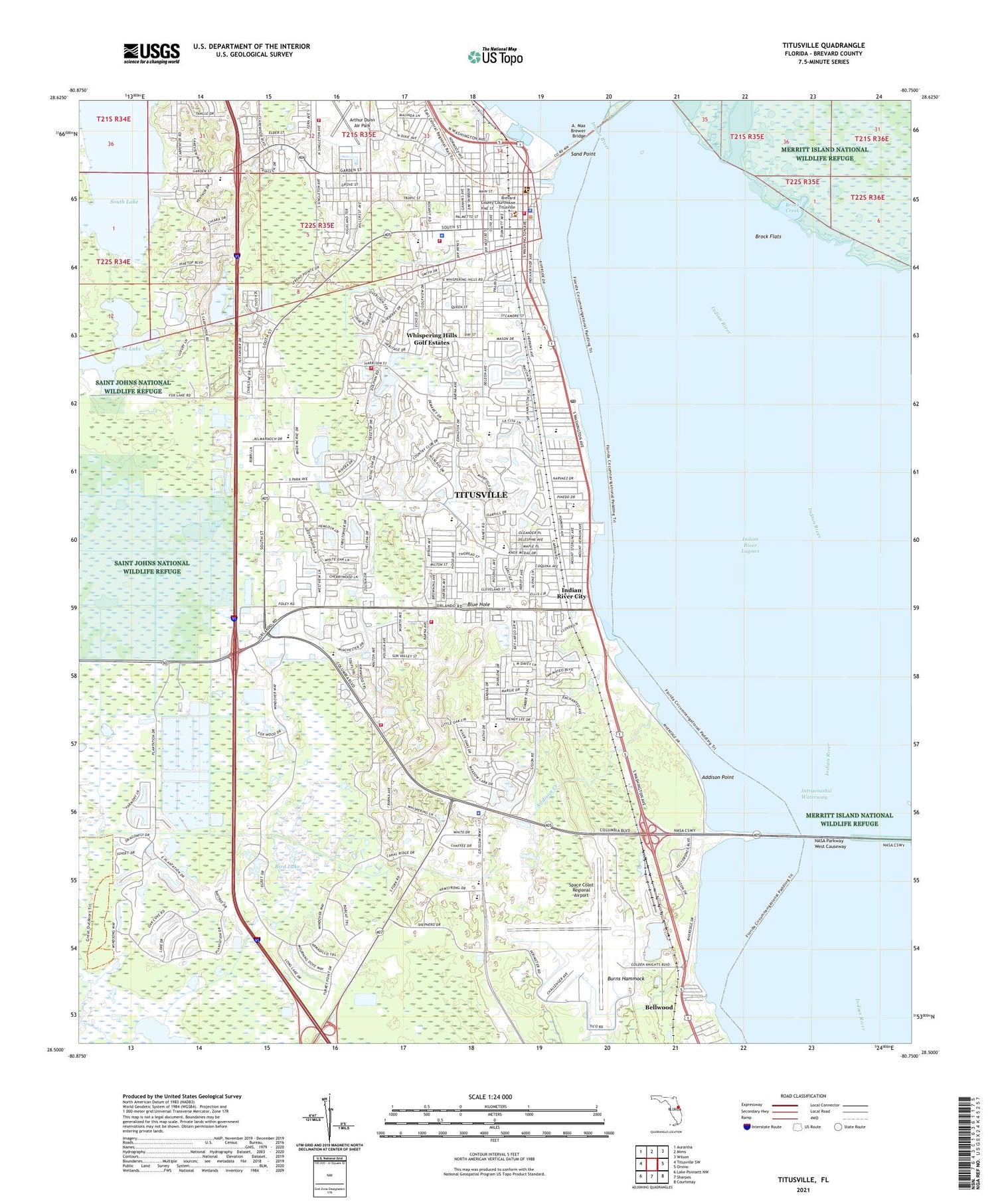 Titusville Florida US Topo Map Image