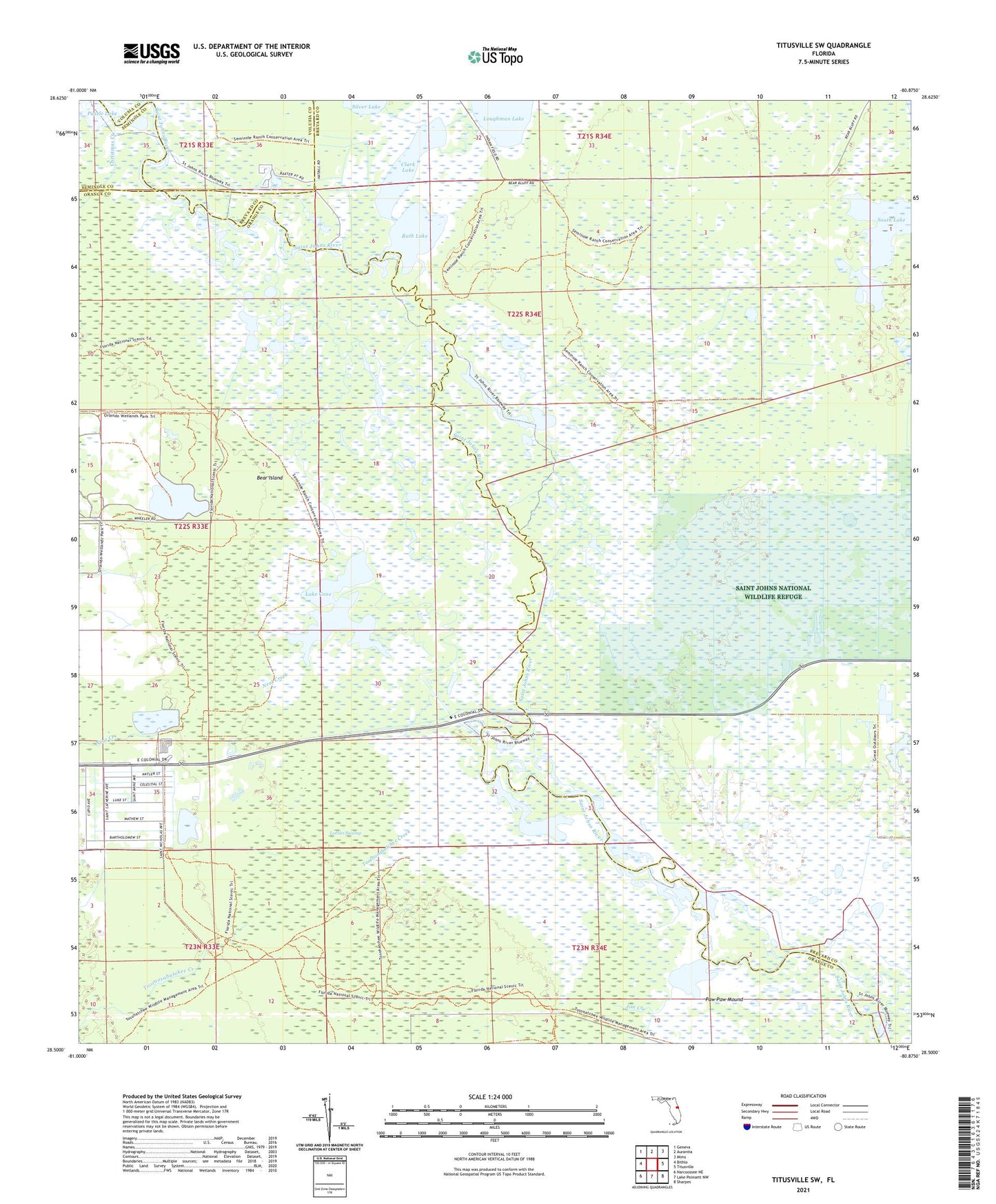 Titusville SW Florida US Topo Map Image