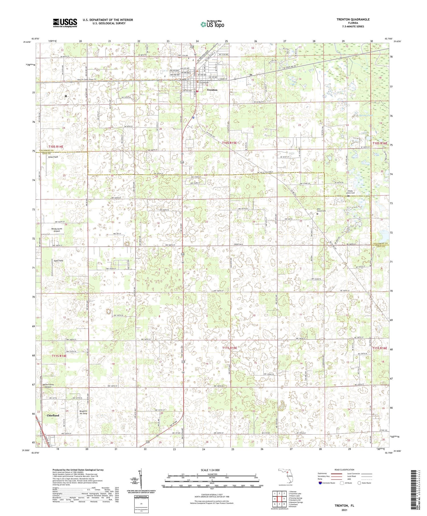 Trenton Florida US Topo Map Image