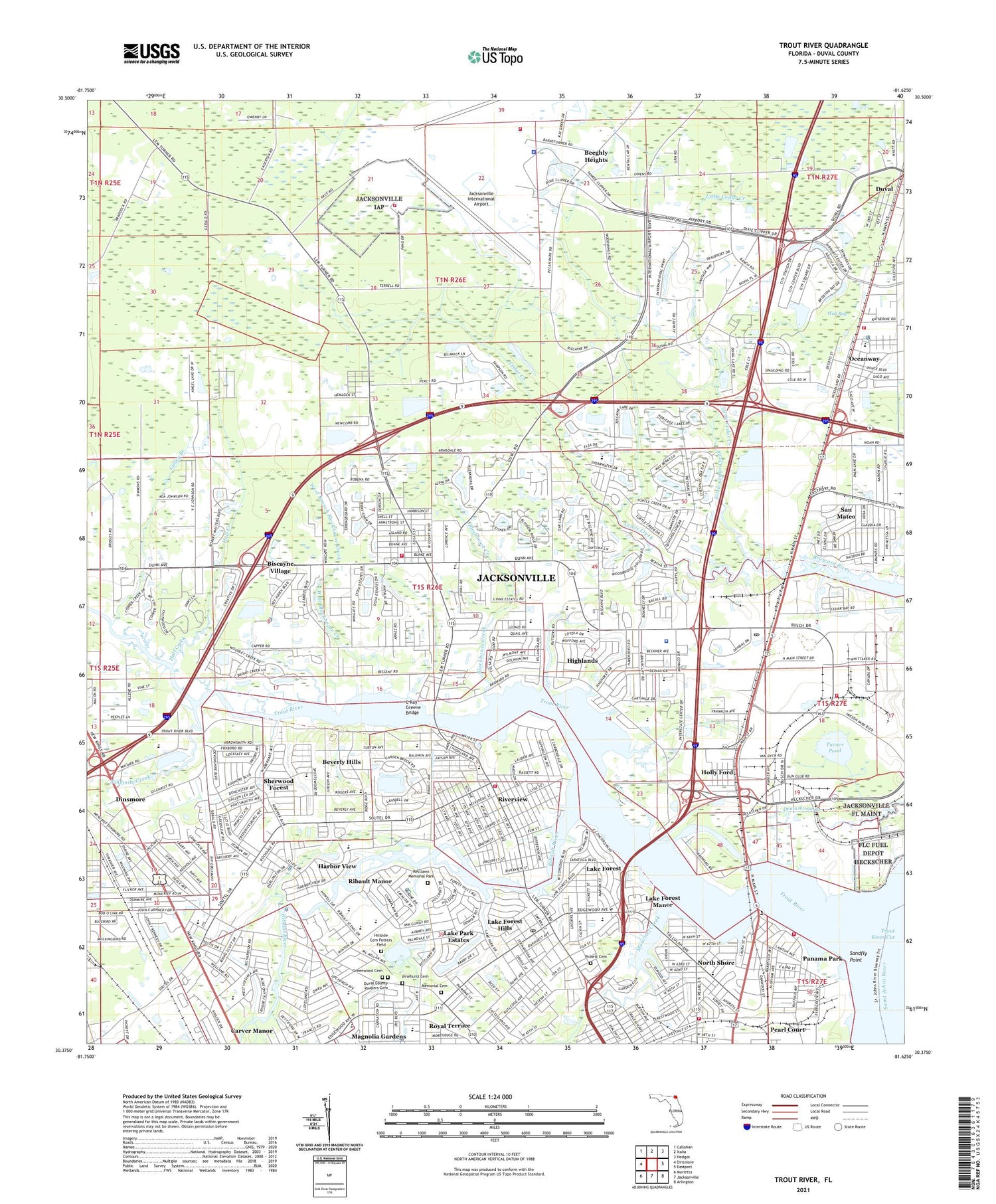Trout River Florida US Topo Map Image