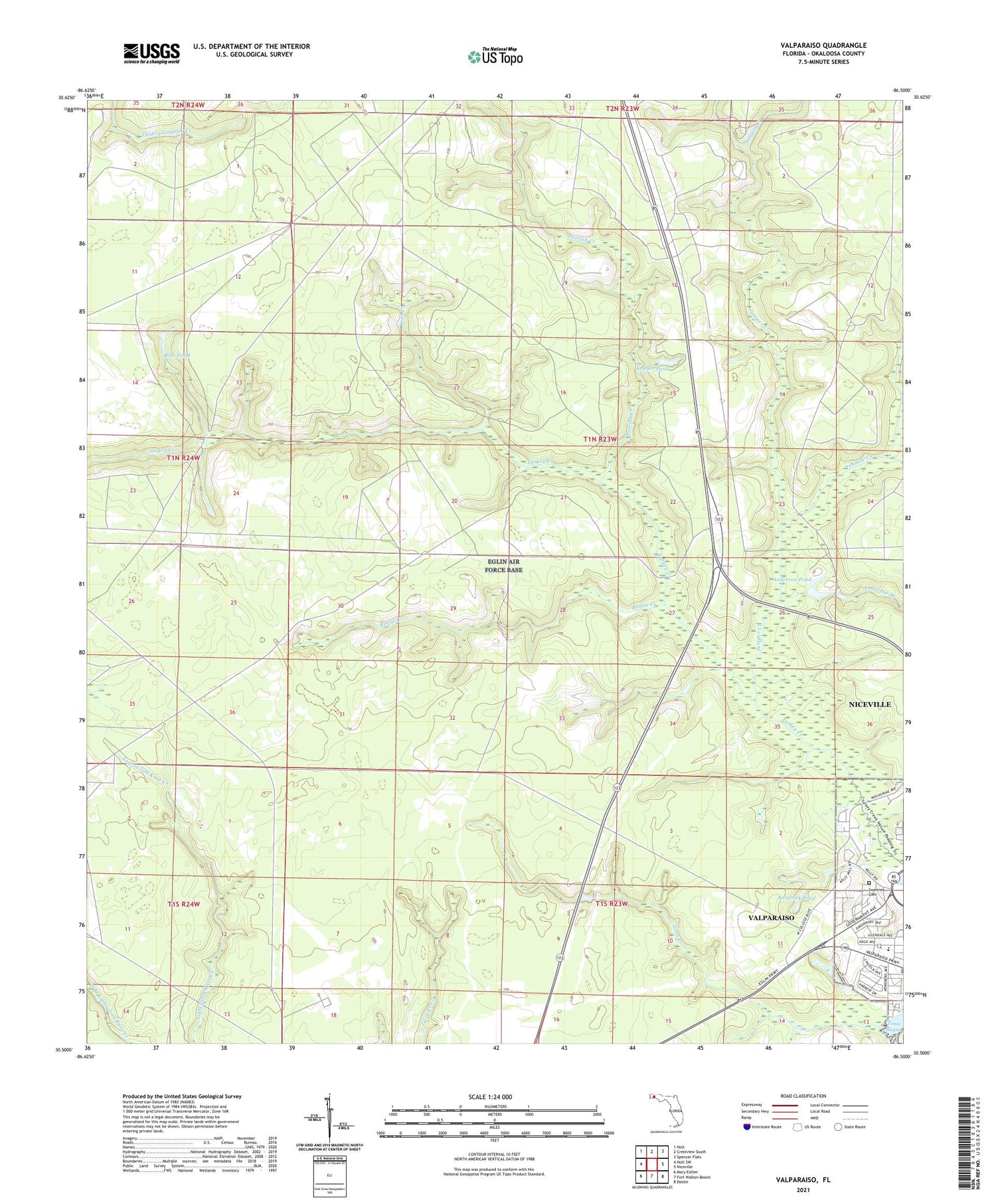 Valparaiso Florida US Topo Map Image