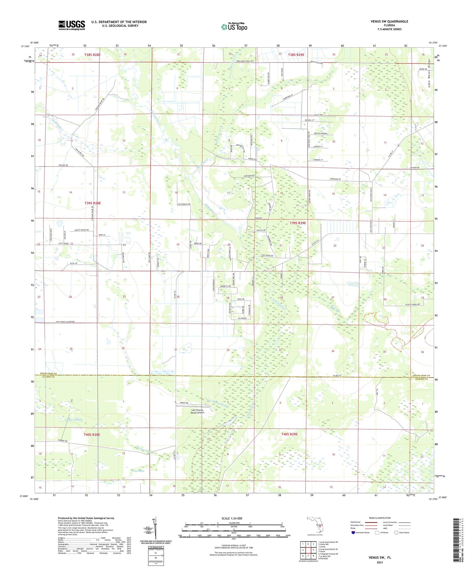 Venus SW Florida US Topo Map Image