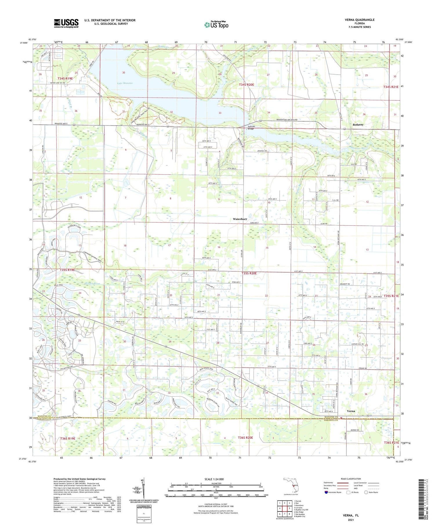 Verna Florida US Topo Map Image