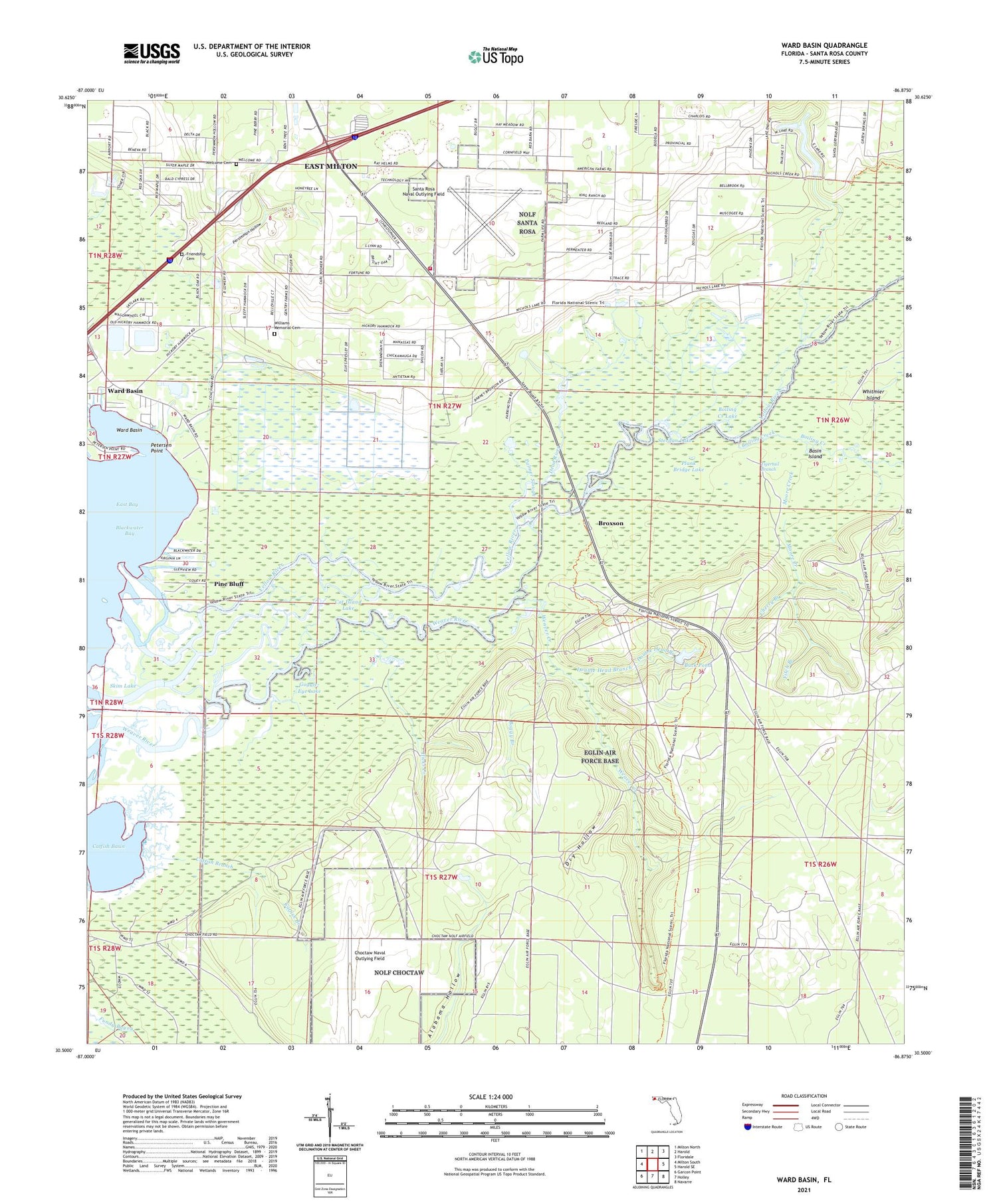 Ward Basin Florida US Topo Map Image