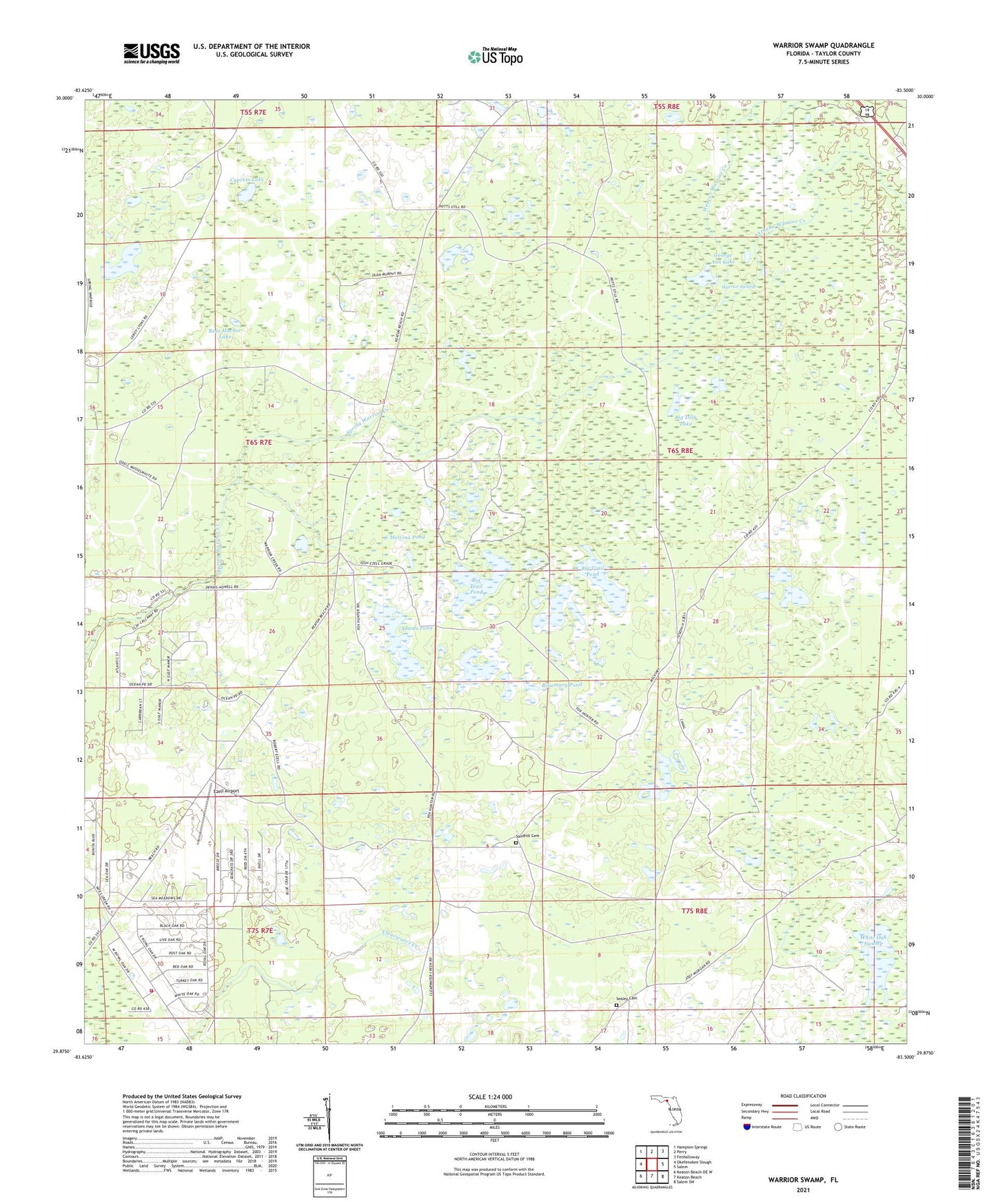 Warrior Swamp Florida US Topo Map Image