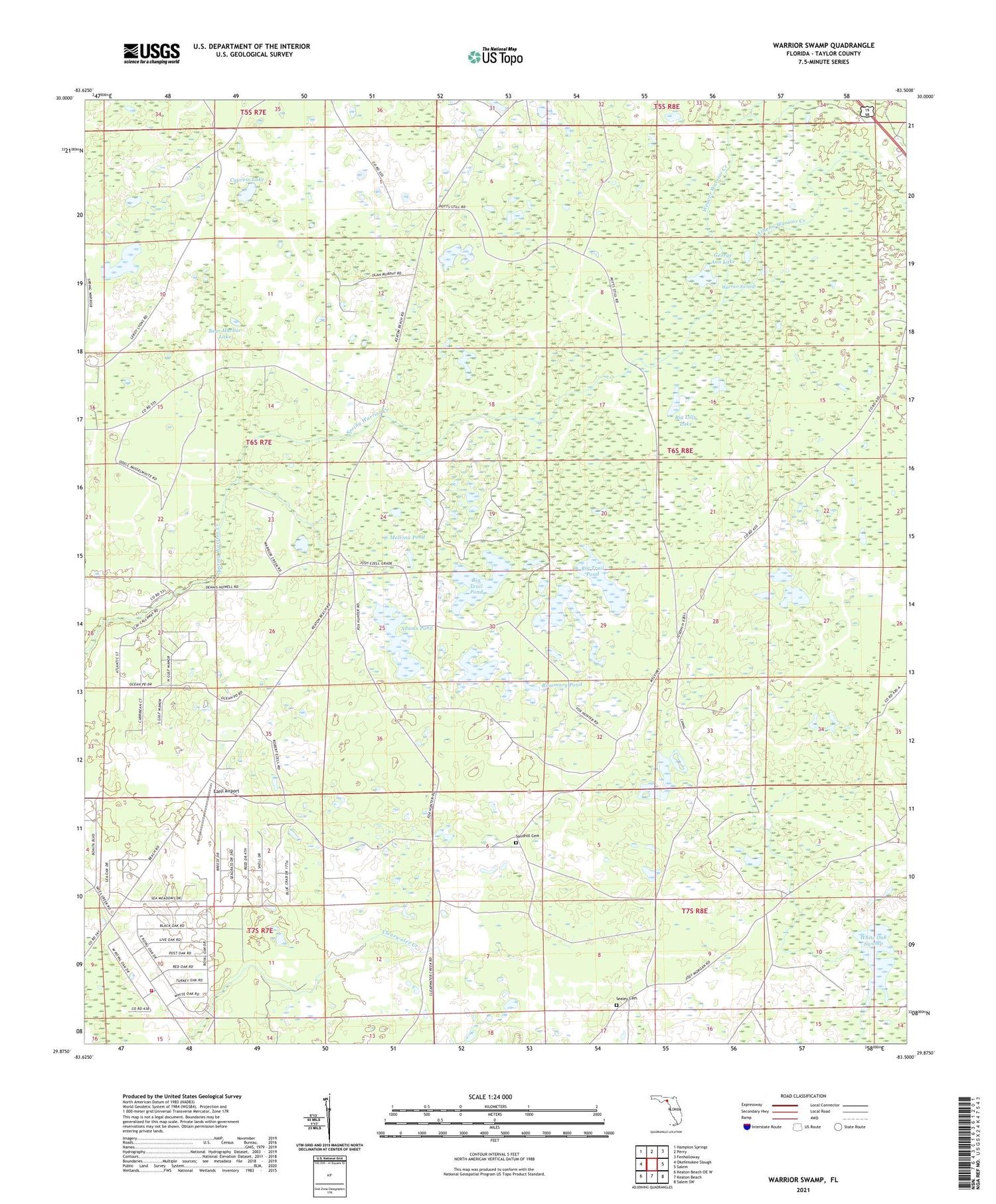 Warrior Swamp Florida US Topo Map Image
