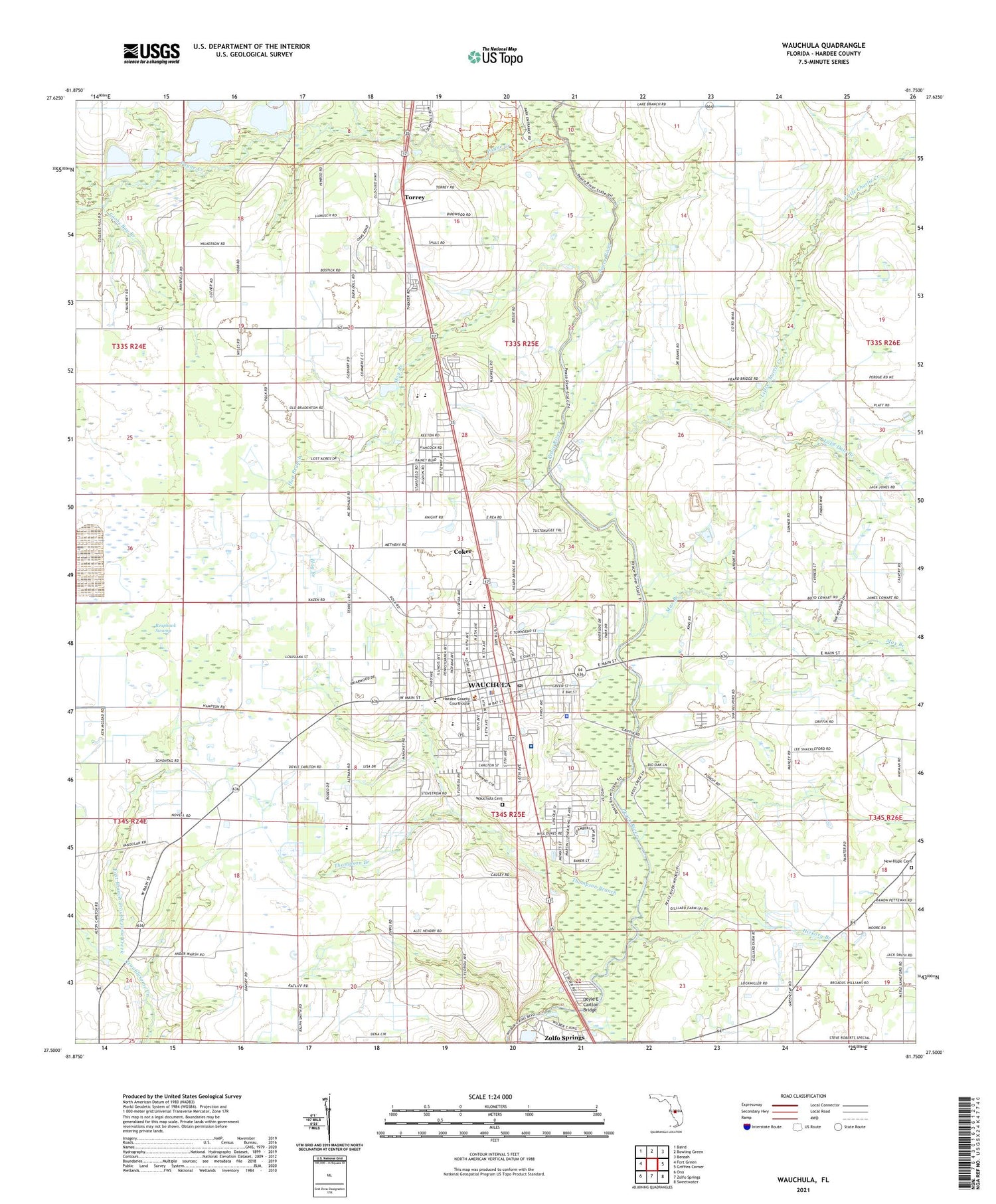 Wauchula Florida US Topo Map Image