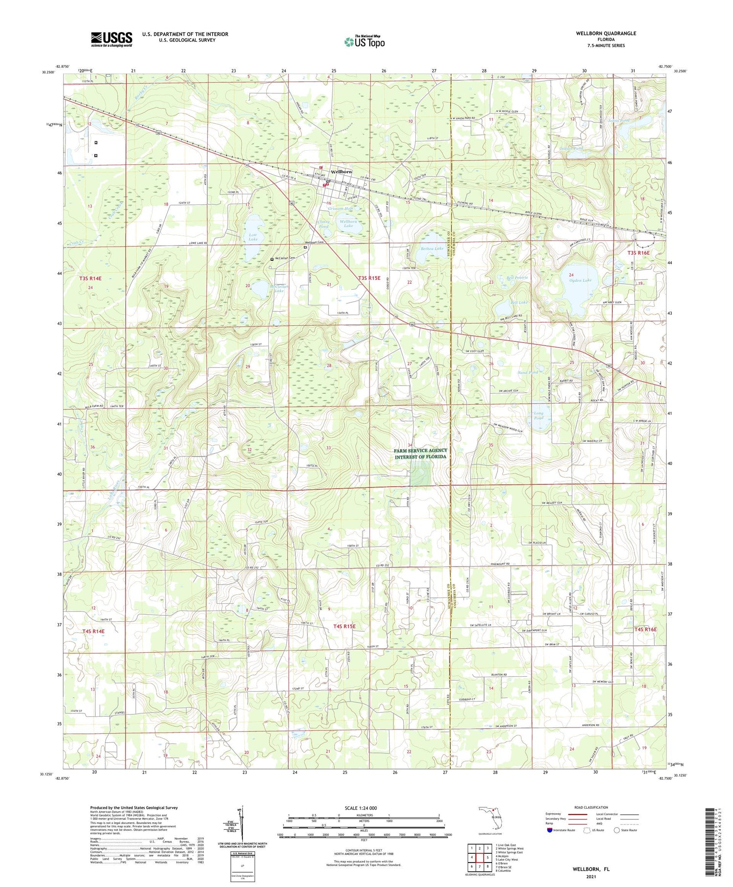 Wellborn Florida US Topo Map Image