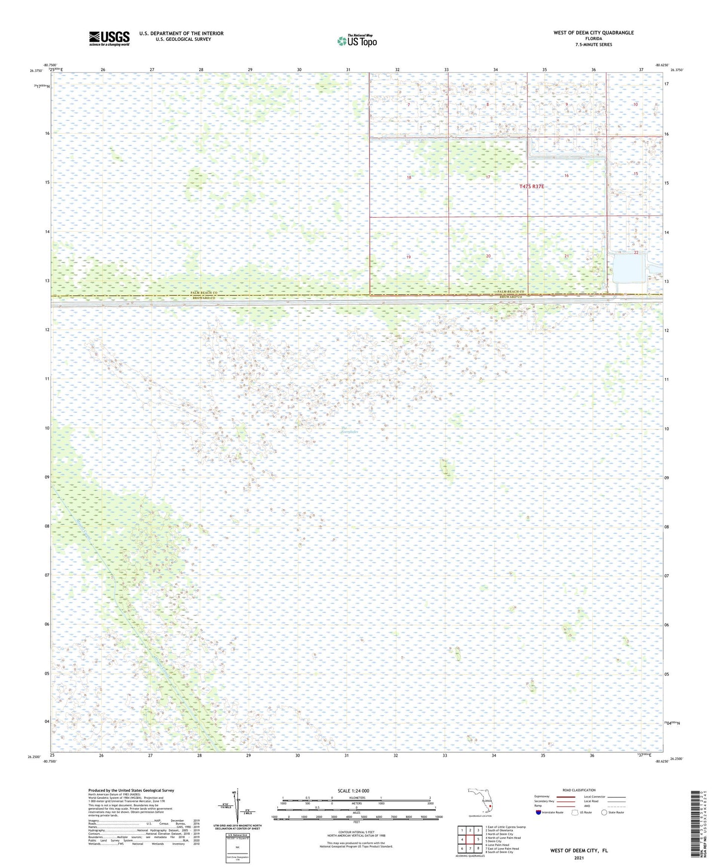 West of Deem City Florida US Topo Map Image