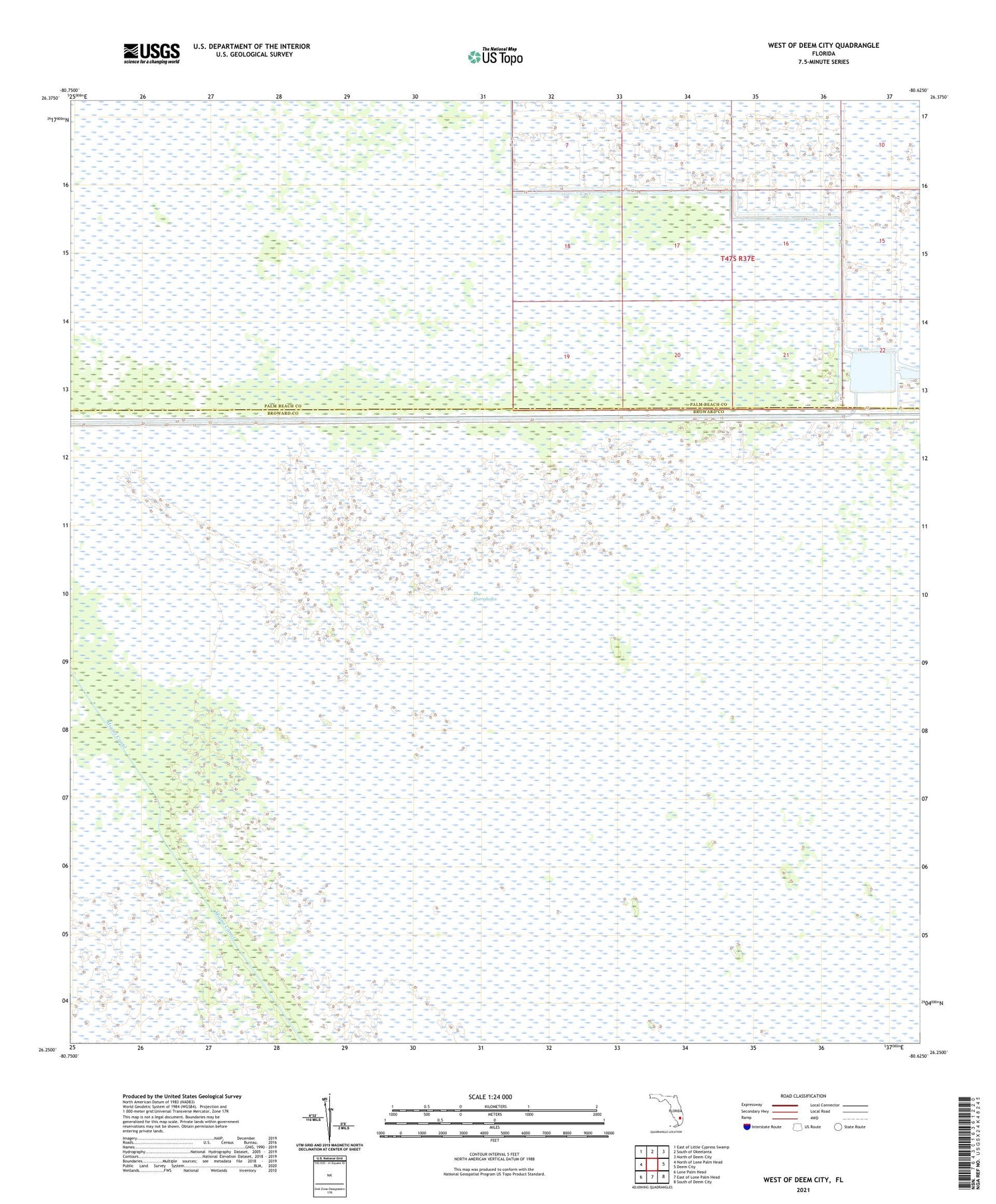 West of Deem City Florida US Topo Map Image