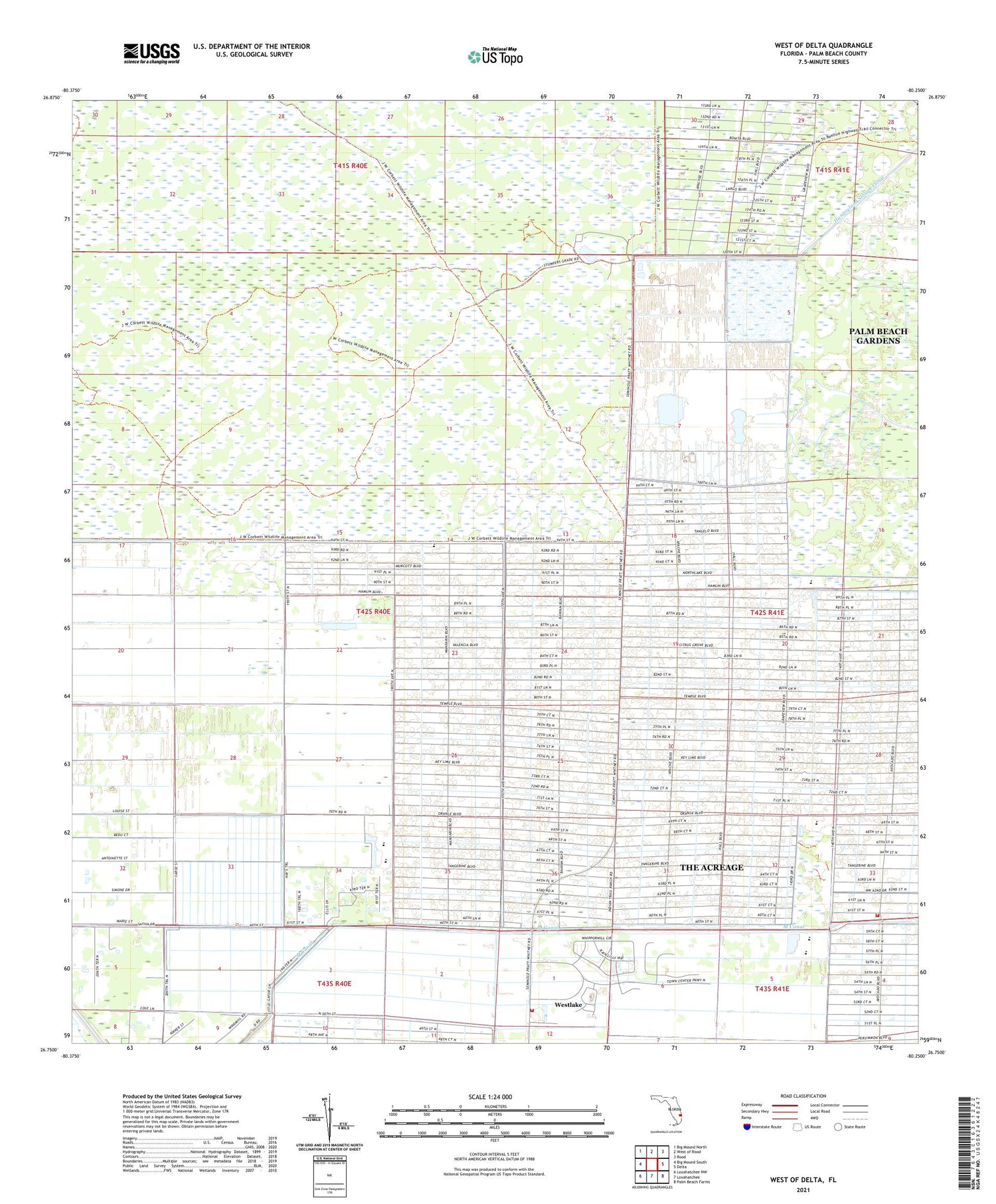 West of Delta Florida US Topo Map Image