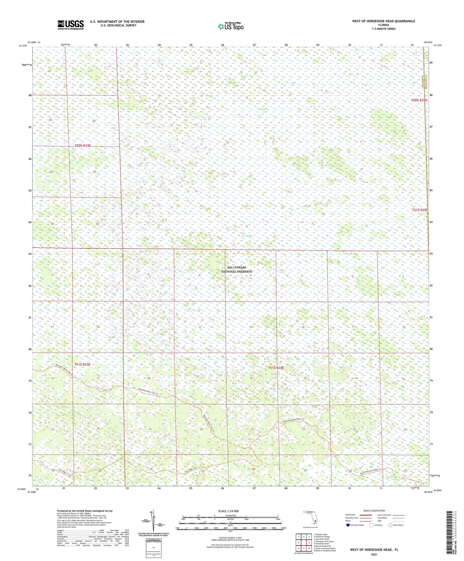 West of Horseshoe Head Florida US Topo Map Image