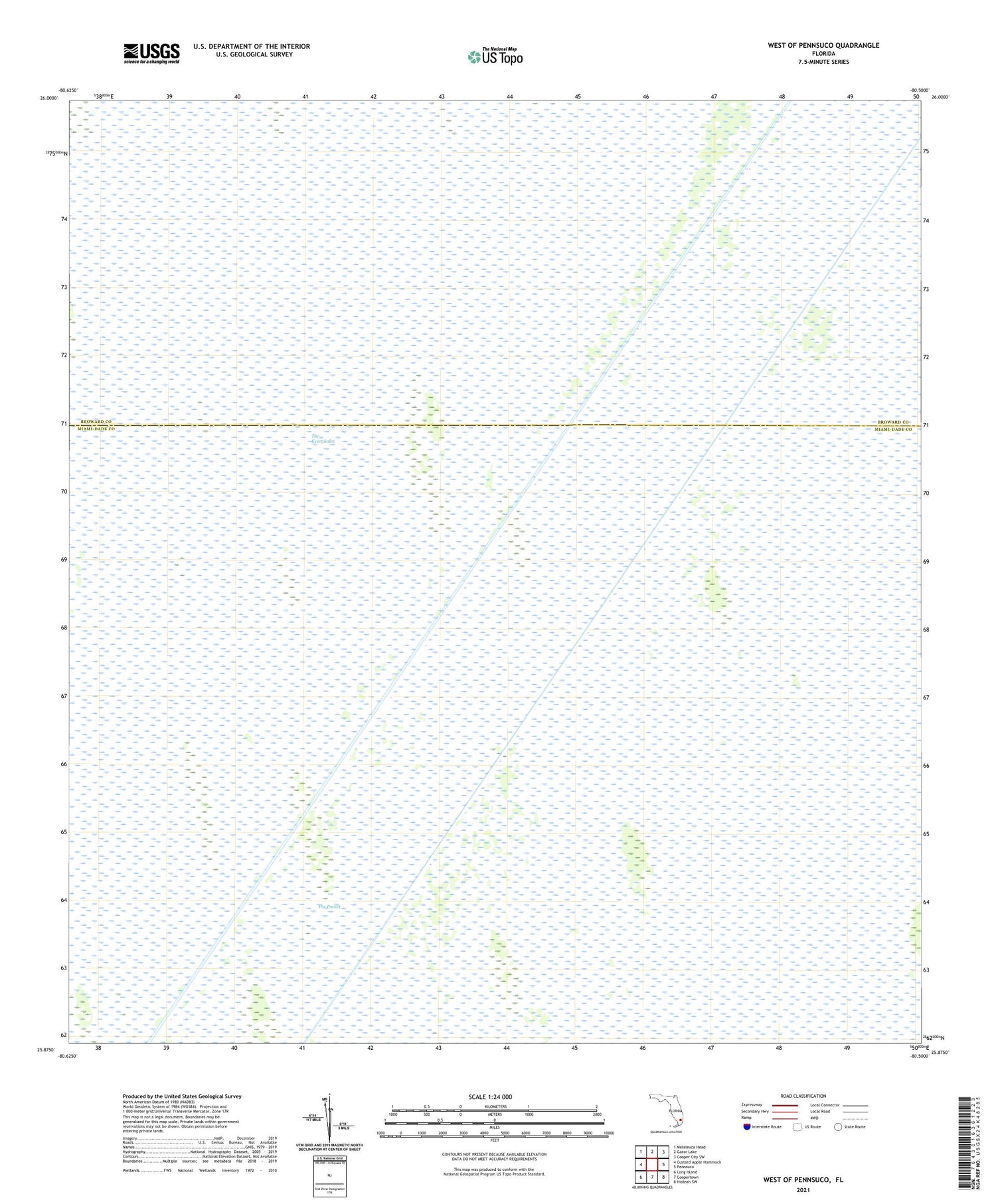 West of Pennsuco Florida US Topo Map Image