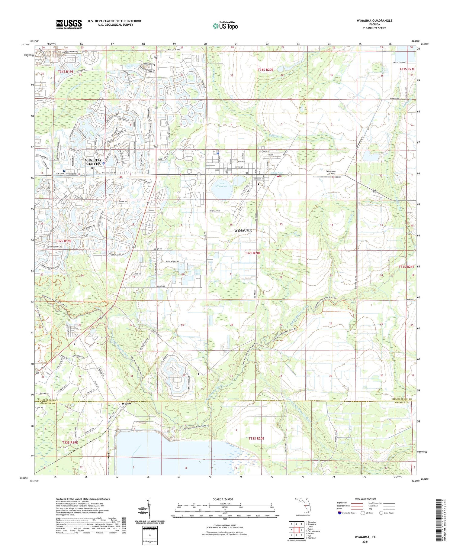 Wimauma Florida US Topo Map Image
