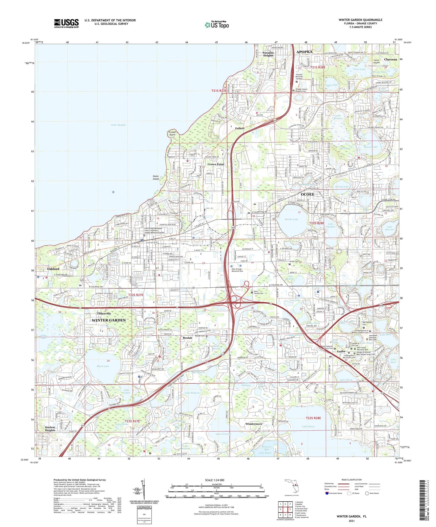 Winter Garden Florida US Topo Map Image