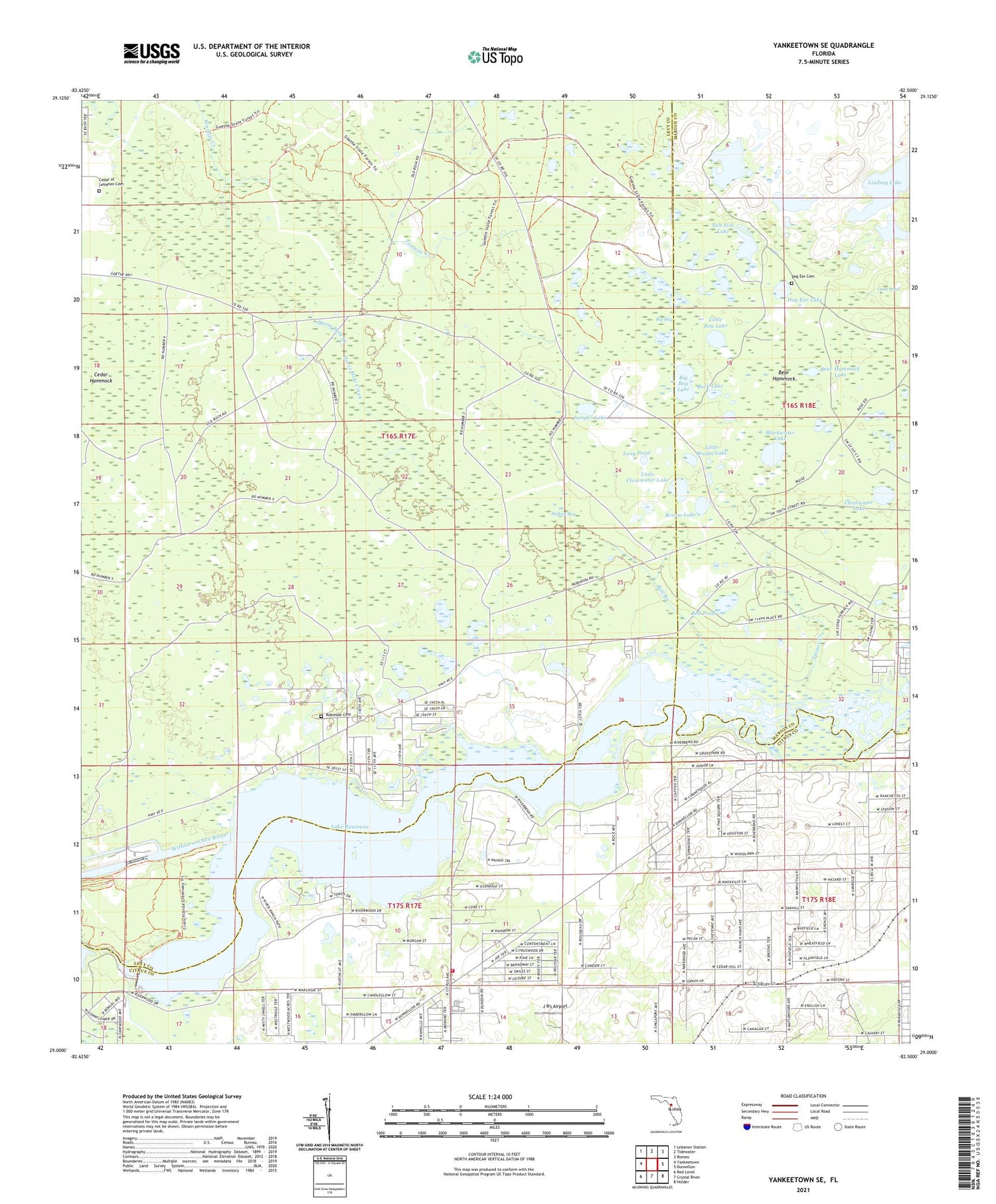 Yankeetown SE Florida US Topo Map Image