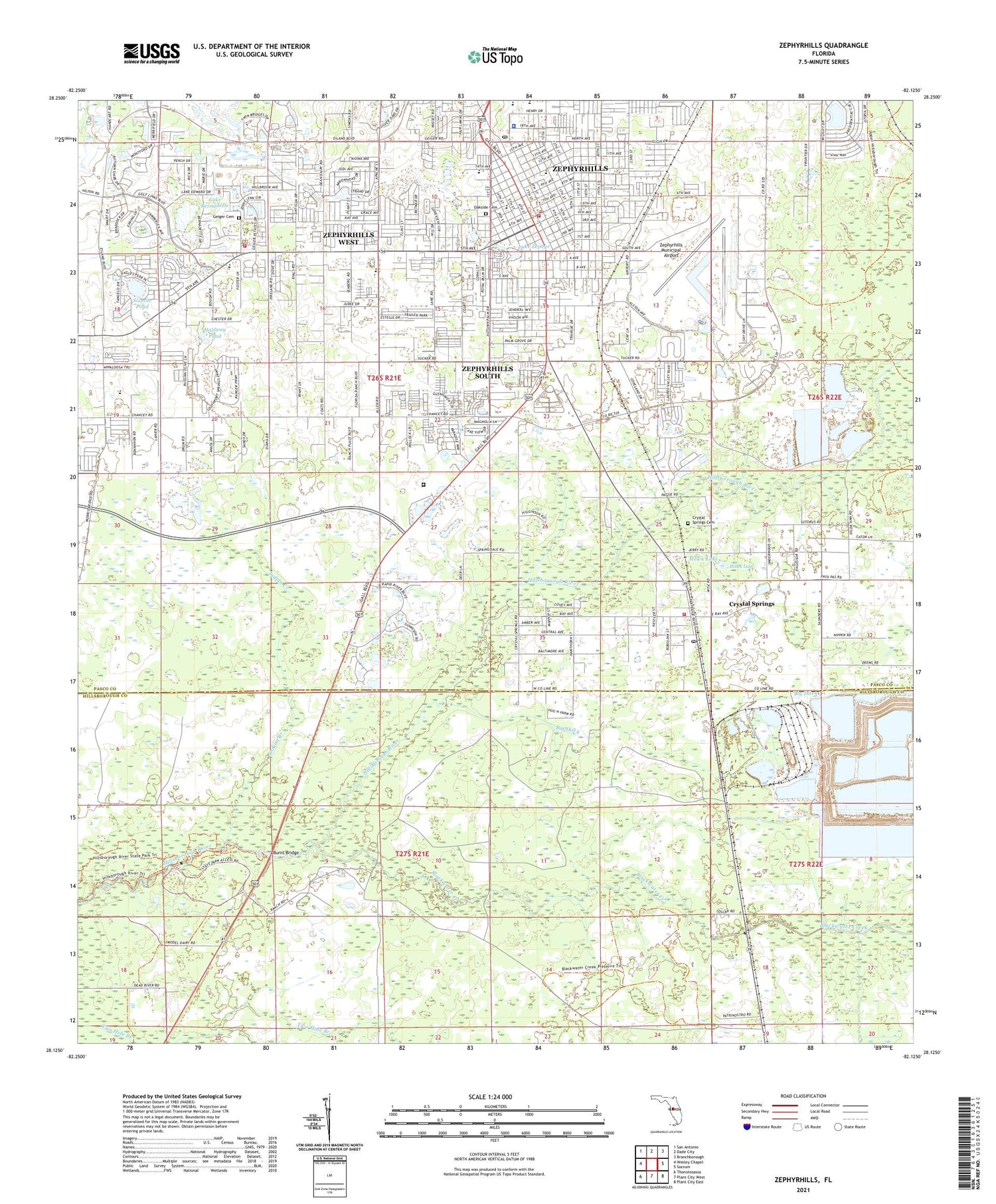 Zephyrhills Florida US Topo Map Image