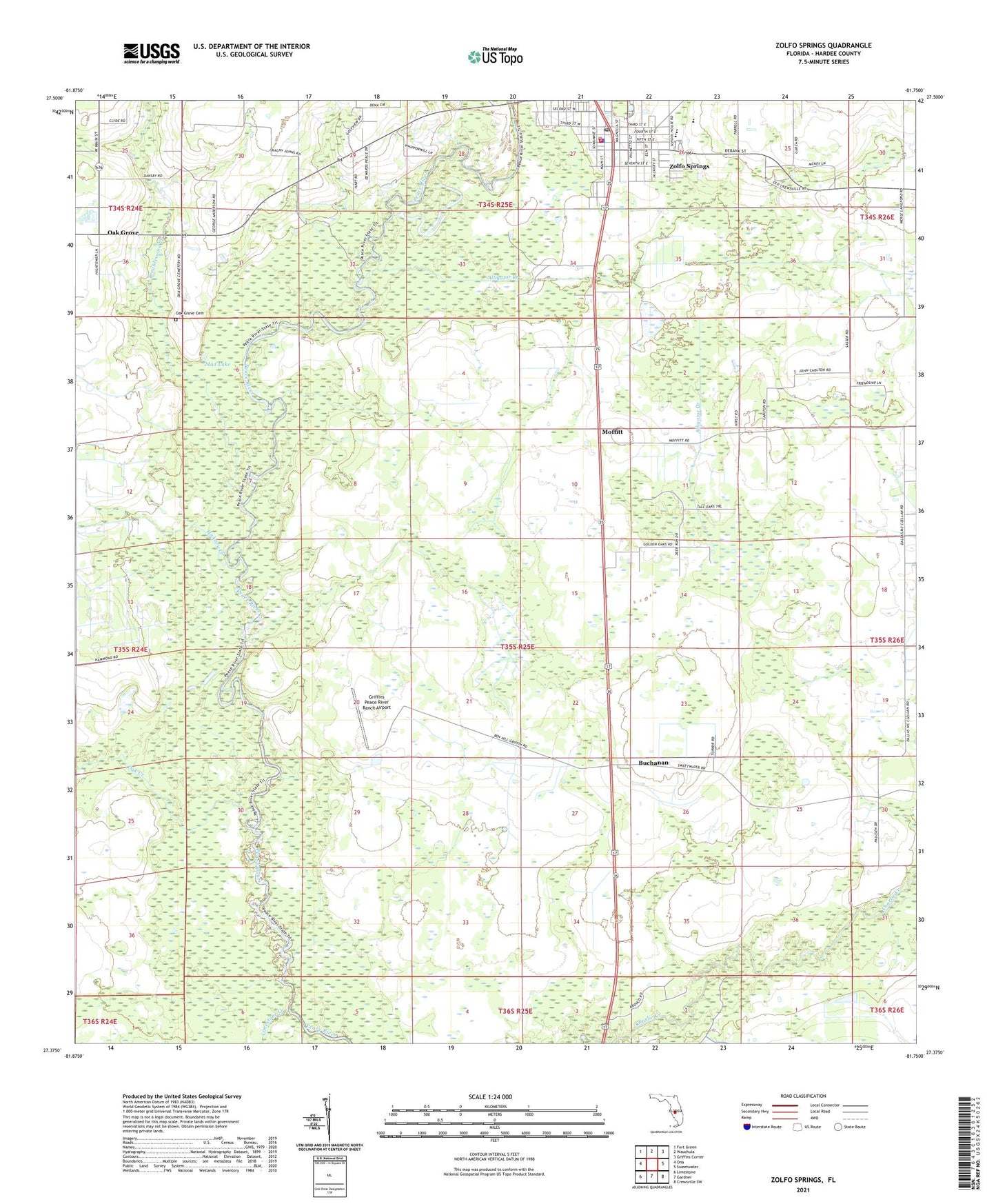 Zolfo Springs Florida US Topo Map Image