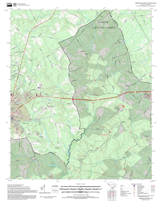 2025 Forest Service Topo Map of Abbeville East South Carolina