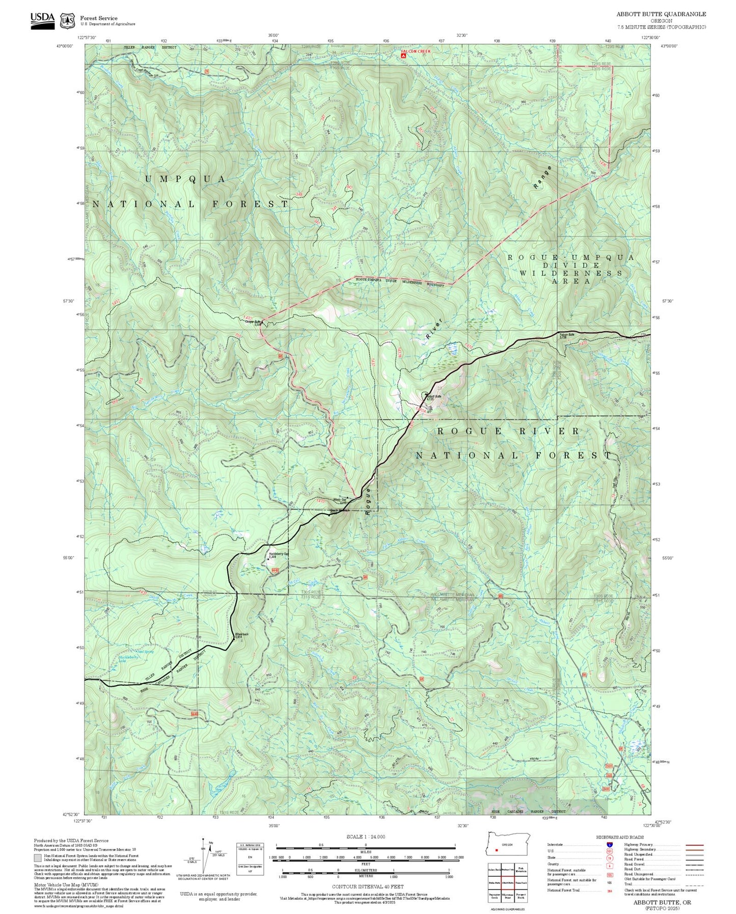 2025 Forest Service Topo Map of Abbott Butte Oregon
