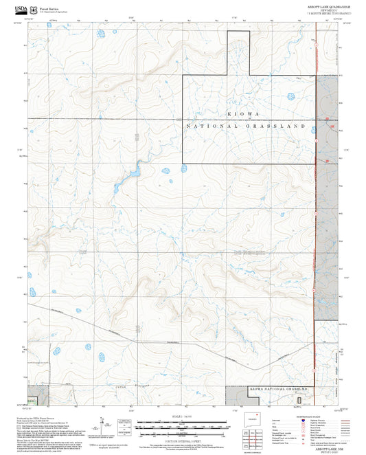 2025 Forest Service Topo Map of Abbott Lake New Mexico