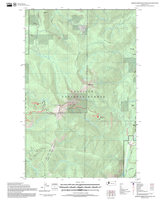 2025 Forest Service Topo Map of Abercrombie Mountain Washington