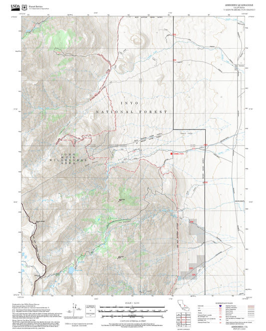 2025 Forest Service Topo Map of Aberdeen California