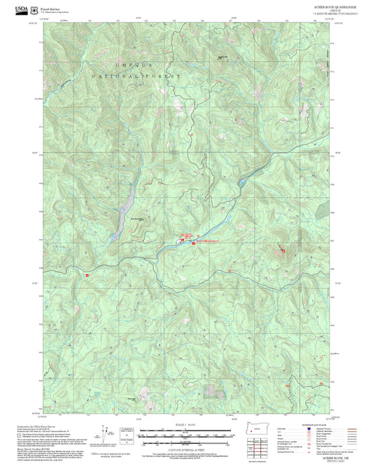 2025 Forest Service Topo Map of Acker Rock Oregon
