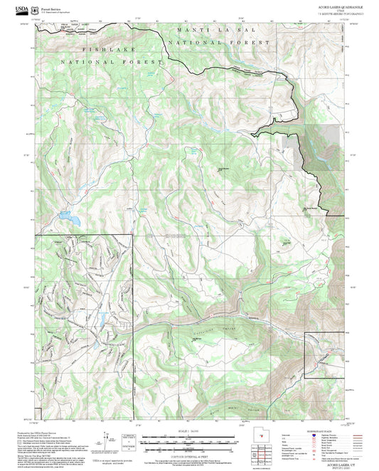 2025 Forest Service Topo Map of Acord Lakes Utah