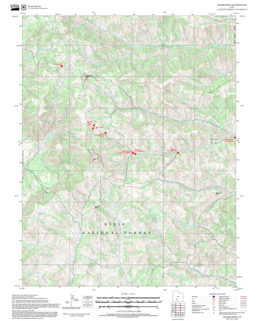 2025 Forest Service Topo Map of Adams Head Utah