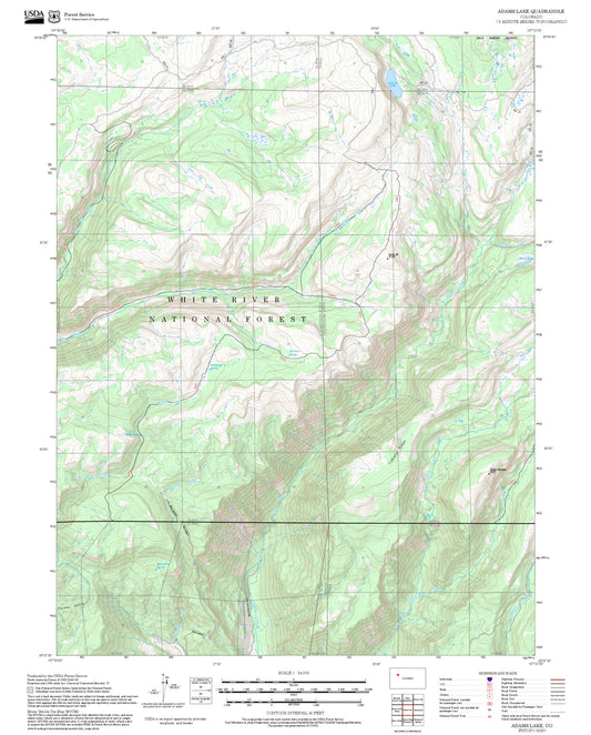2025 Forest Service Topo Map of Adams Lake Colorado