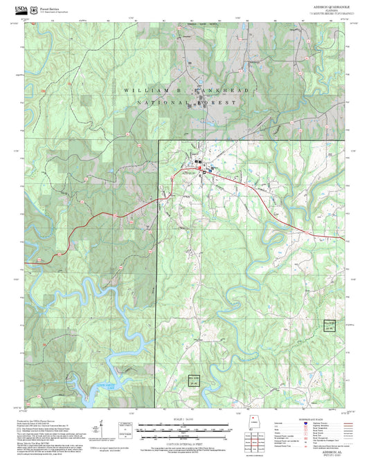 2025 Forest Service Topo Map of Addison Alabama