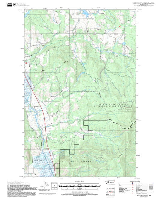 2025 Forest Service Topo Map of Addy Mountain Washington