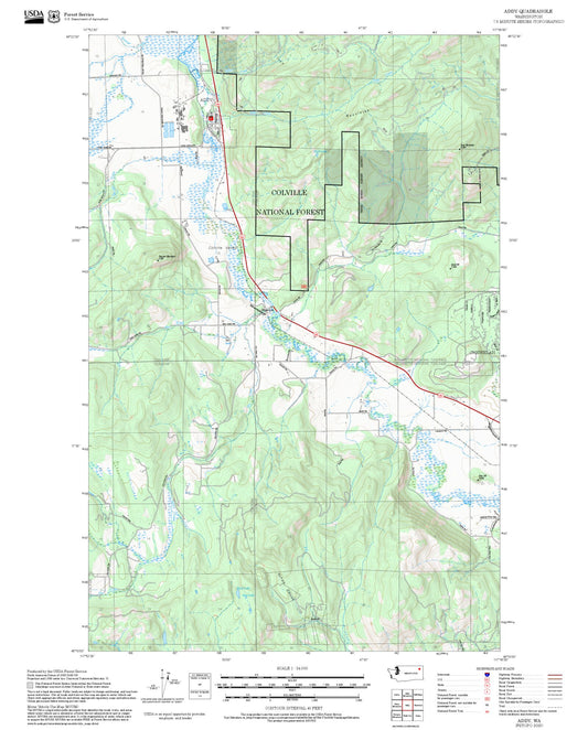 2025 Forest Service Topo Map of Addy Washington